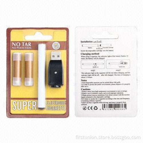 Disposable Atomizer Pencil Style Slim E-cigarette, Blister Card Packing with Two Atomizers